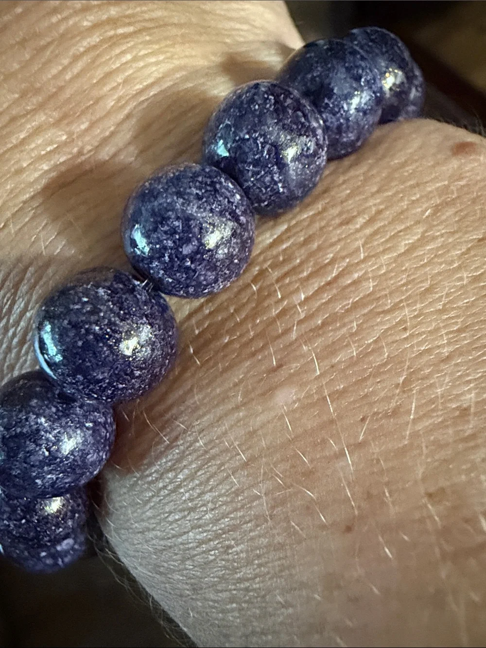 Beaded Stretch Bracelet - Deep Blue Accent